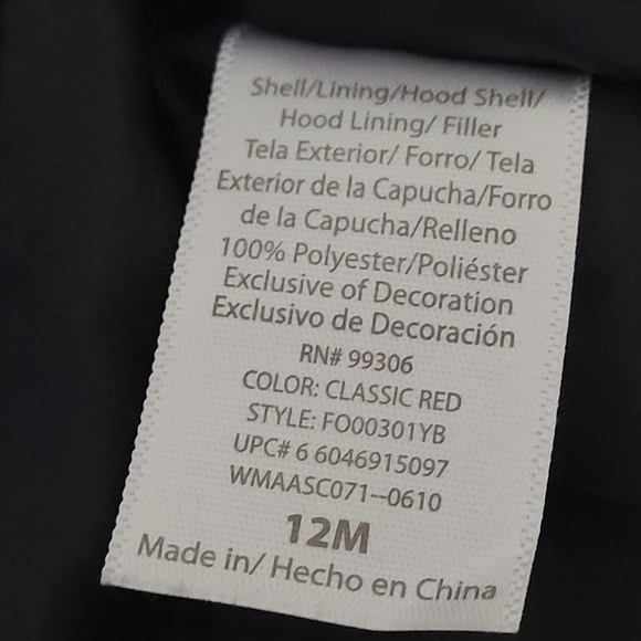 Faded Glory 3 in 1 System Boys Ski Snow Coat Red Size 12 Months - Picture 5 of 6